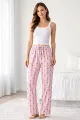 Viskon Pamuklu Kadın Açık Pembe Desenli Pijama Pantolon - MG007 - Mudanis