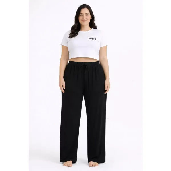 Viskon Pamuklu Kadın Büyük Beden Siyah Pijama Pantolon - MGB002 - Mudanis