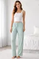 Viskon Pamuklu Kadın Açık Gri Desenli Pijama Pantolon - MG008 - Mudanis