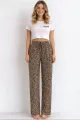 Viskon Pamuklu Kadın Leopar Desenli Pijama Pantolon - MG005 - Mudanis