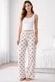 Viskon Pamuklu Kadın Pudra Desenli Pijama Pantolon - MG009 - Mudanis