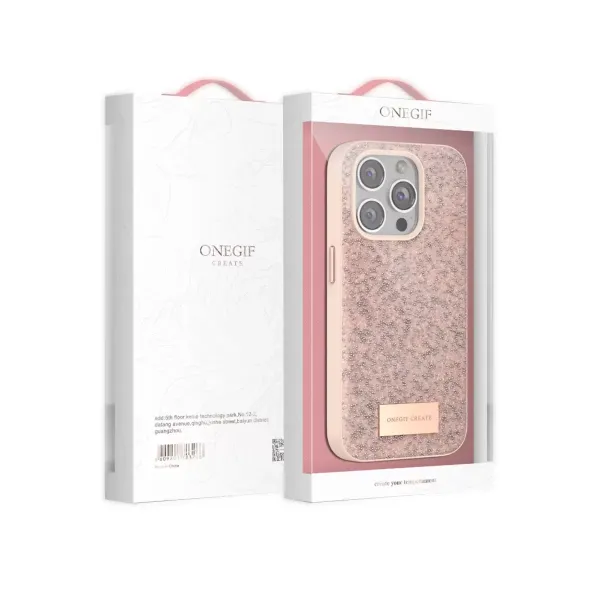 Onegif Apple İphone 15 Pro Max Bright Simli Kapak - Gold