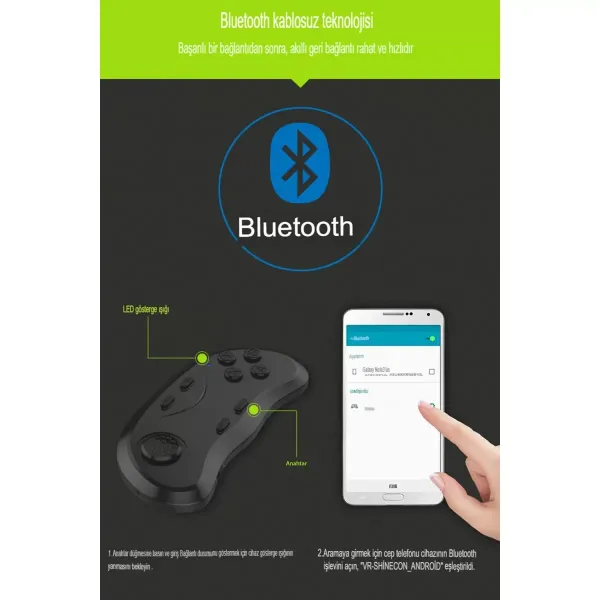 Shinecon Sc-b01 Sanal Gerçeklik Gözlüğü Kumandası - Siyah