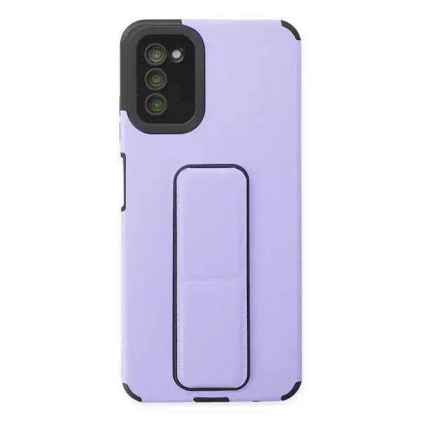 Samsung Galaxy A03s Kılıf Mega Standlı Silikon - Lila