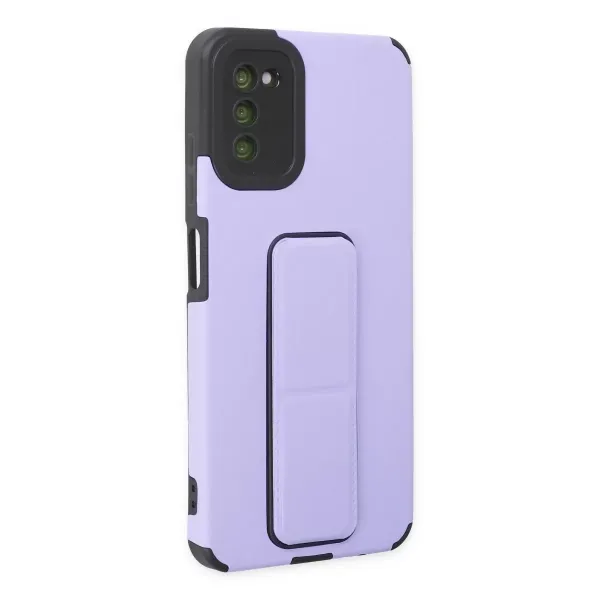 Samsung Galaxy A03s Kılıf Mega Standlı Silikon - Lila