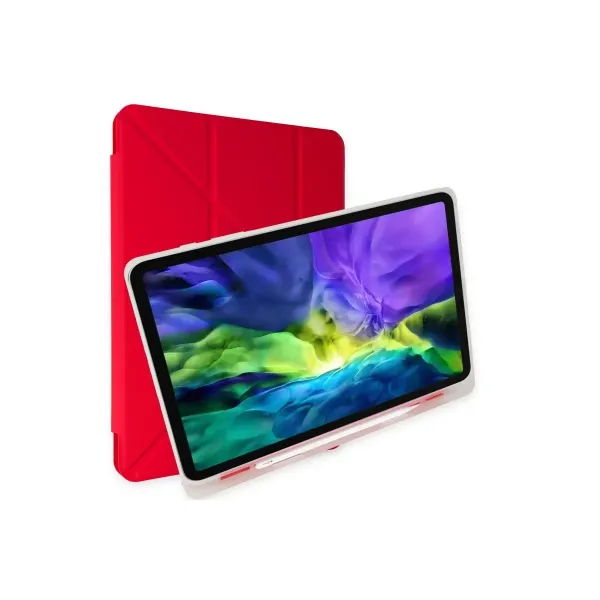 Samsung Galaxy P610 Tab S6 Lite 10.4 Kılıf Kalemlikli Mars Tablet Kılıfı - Kırmızı