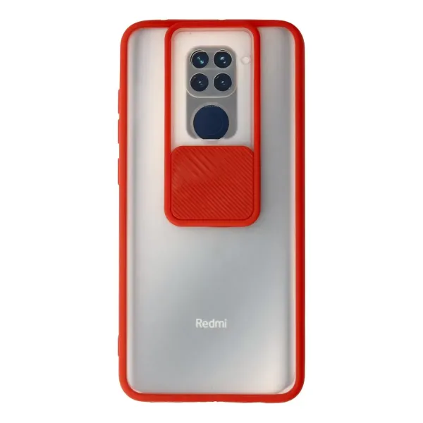 Xiaomi Redmi Note 9 Kılıf Palm Buzlu Kamera Sürgülü Silikon - Kırmızı