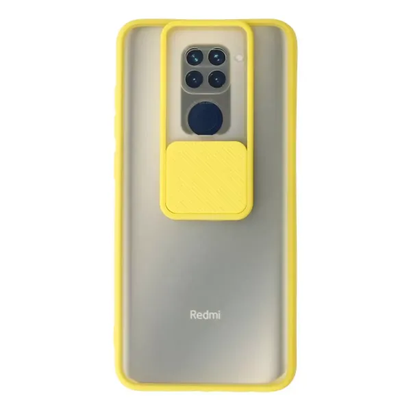 Xiaomi Redmi Note 9 Kılıf Palm Buzlu Kamera Sürgülü Silikon - Sarı