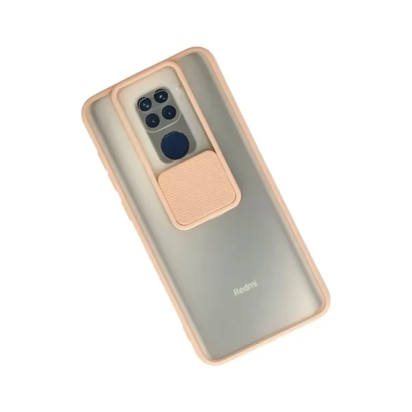 Xiaomi Redmi Note 9 Kılıf Palm Buzlu Kamera Sürgülü Silikon - Pembe