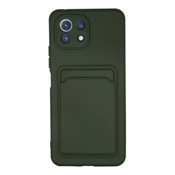 Xiaomi Mi 11 Kılıf Kelvin Kartvizitli Silikon - Koyu Yeşil