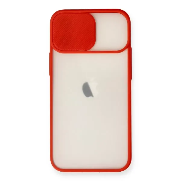 Apple İphone 11 Kılıf Palm Buzlu Kamera Sürgülü Silikon - Kırmızı