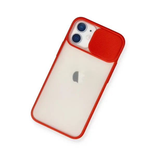 Apple İphone 11 Kılıf Palm Buzlu Kamera Sürgülü Silikon - Kırmızı
