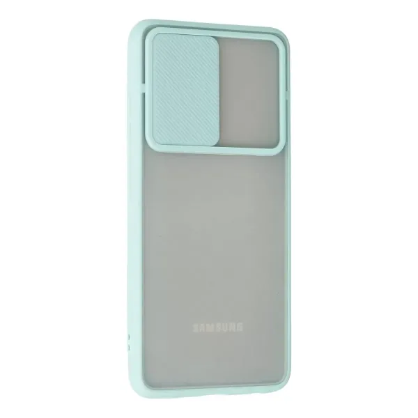 Samsung Galaxy A52 Kılıf Palm Buzlu Kamera Sürgülü Silikon - Turkuaz