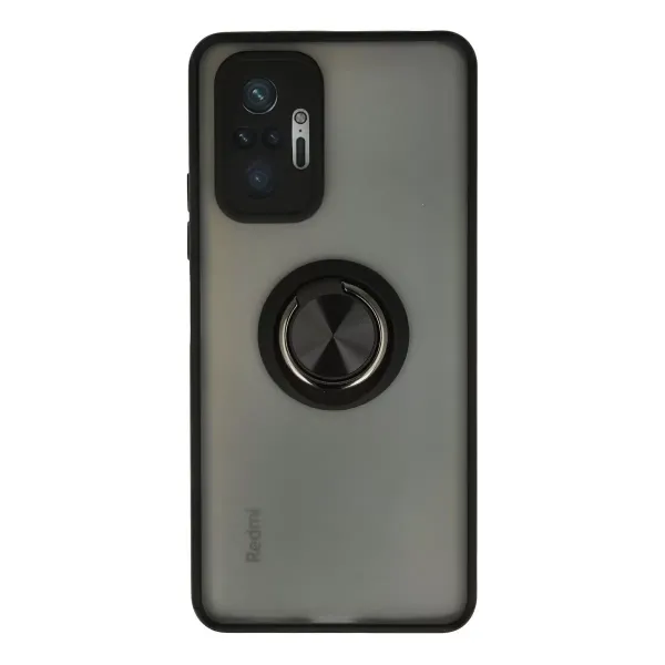 Xiaomi Redmi Note 10 Pro Kılıf Montreal Yüzüklü Silikon Kapak - Siyah