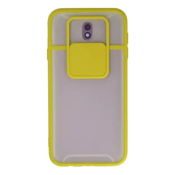 Samsung Galaxy J7 Pro / J730 Kılıf Palm Buzlu Kamera Sürgülü Silikon - Sarı