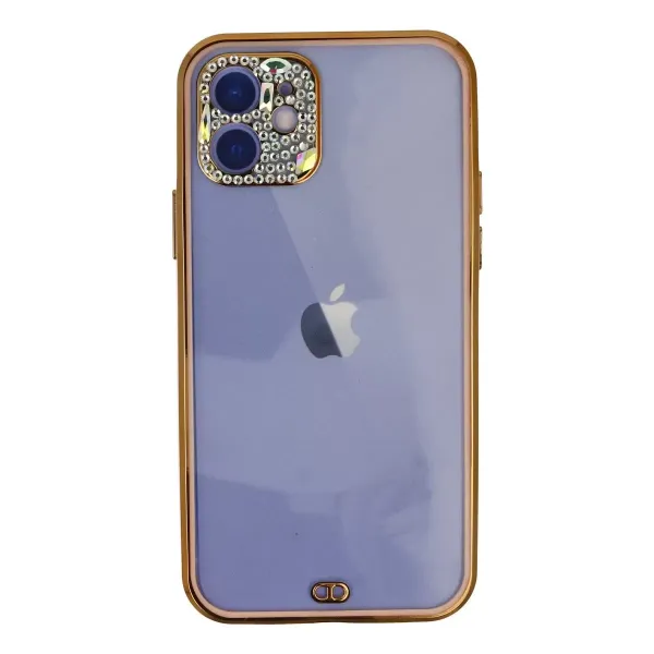 Apple İphone 12 Kılıf Liva Taşlı Silikon - Pembe