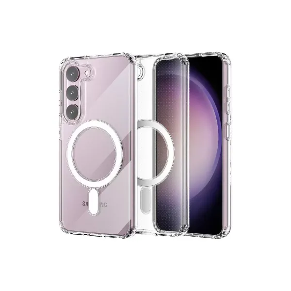 Samsung Galaxy S23 Kılıf Magneticsafe Şeffaf Silikon - Şeffaf