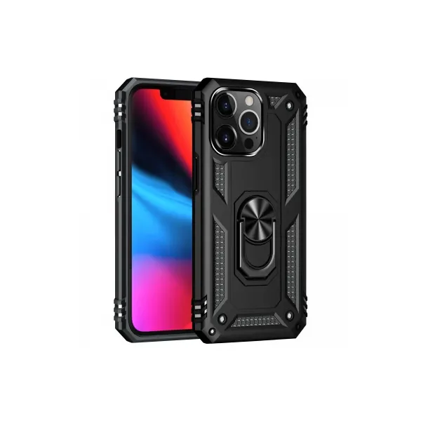 Apple İphone 13 Pro Max Kılıf Sofya Yüzüklü Silikon Kapak - Siyah