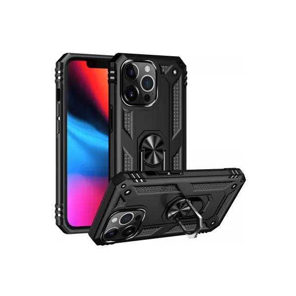 Apple İphone 13 Pro Kılıf Sofya Yüzüklü Silikon Kapak - Siyah