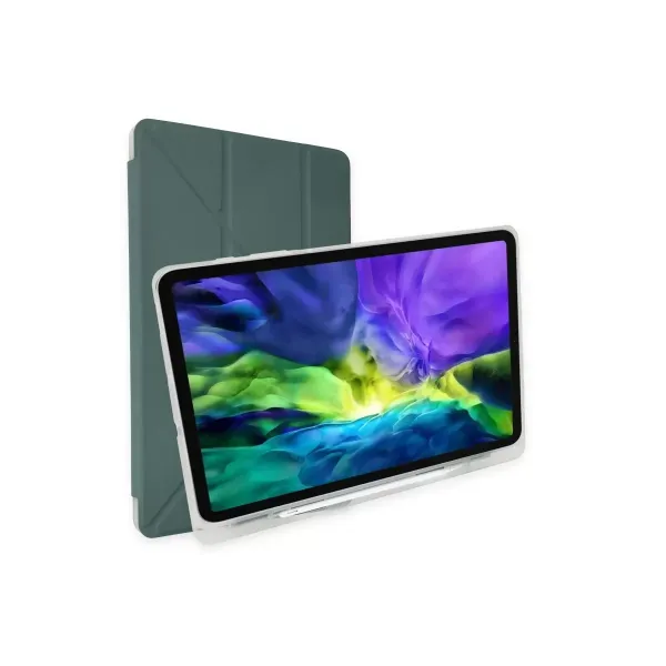 Apple İpad 2022 10.9 (10.nesil) Kılıf Kalemlikli Mars Tablet Kılıfı - Koyu Yeşil