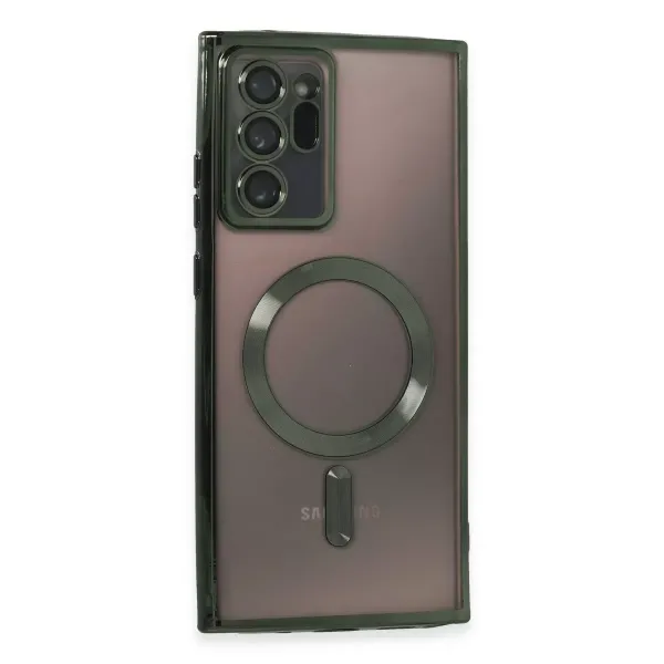 Samsung Galaxy Note 20 Ultra Kılıf Kross Magneticsafe Kapak - Koyu Yeşil