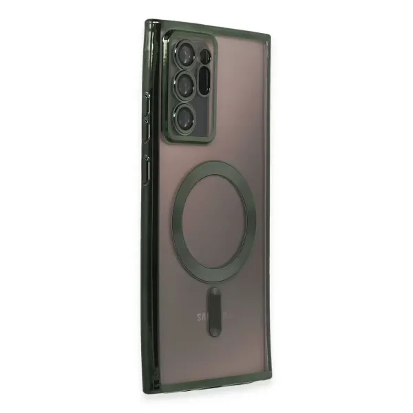 Samsung Galaxy Note 20 Ultra Kılıf Kross Magneticsafe Kapak - Koyu Yeşil