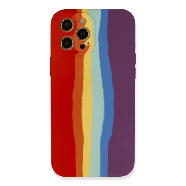 Apple İphone 12 Pro Max Kılıf Ebruli Lansman Silikon - Kırmızı-mor