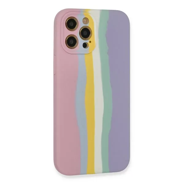 Apple İphone 12 Pro Max Kılıf Ebruli Lansman Silikon - Pembe-lila