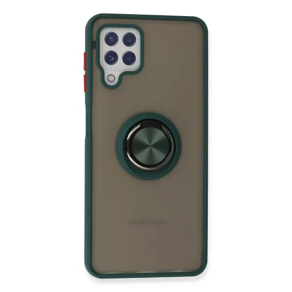 Samsung Galaxy A22 Kılıf Montreal Yüzüklü Silikon Kapak - Yeşil