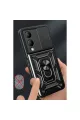 Vivo Y17s Kılıf Pars Lens Yüzüklü Silikon - Kırmızı