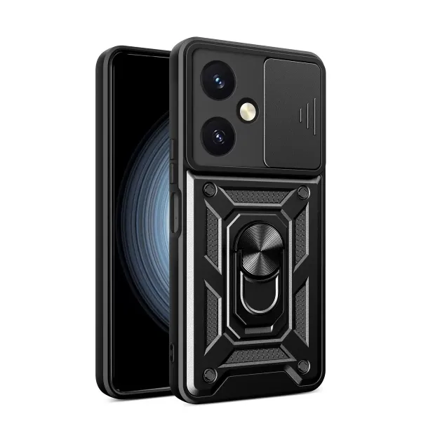 Vivo Y27 Kılıf Pars Lens Yüzüklü Silikon - Siyah