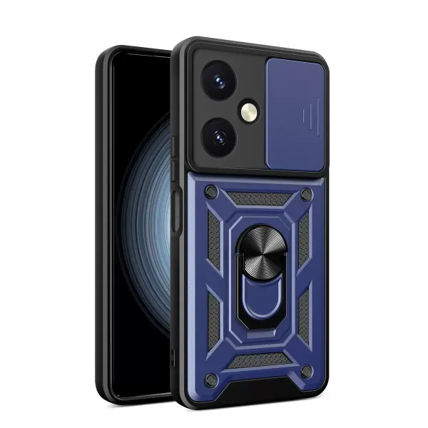 Vivo Y27 Kılıf Pars Lens Yüzüklü Silikon - Lacivert