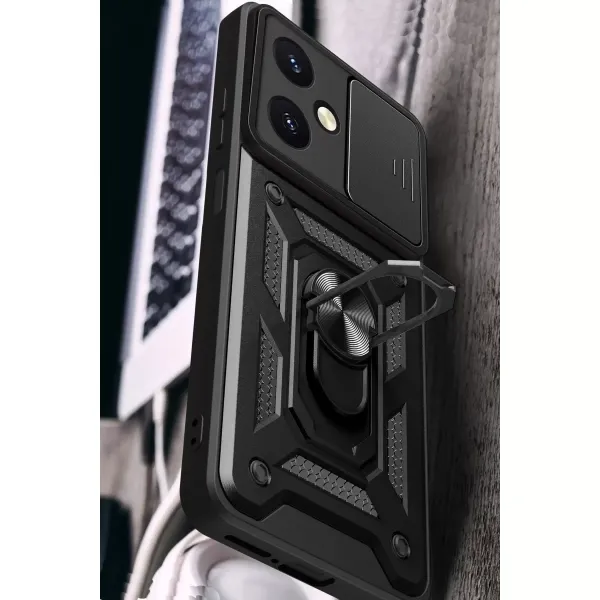 Vivo Y27 Kılıf Pars Lens Yüzüklü Silikon - Yeşil