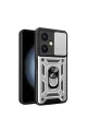 Vivo Y27 Kılıf Pars Lens Yüzüklü Silikon - Gümüş