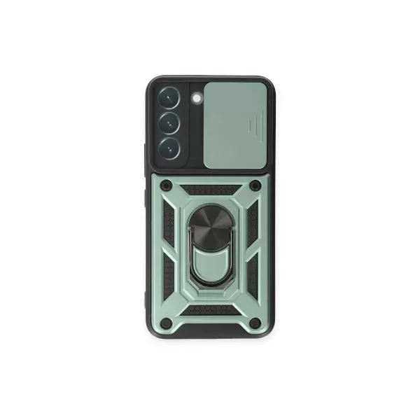 Samsung Galaxy S24 Kılıf Pars Lens Yüzüklü Silikon - Yeşil