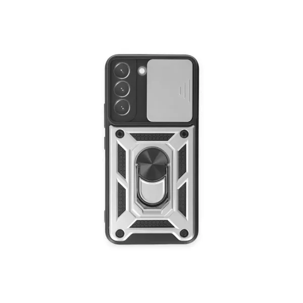Samsung Galaxy S24 Kılıf Pars Lens Yüzüklü Silikon - Gümüş