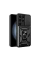 Samsung Galaxy S24 Ultra Kılıf Pars Lens Yüzüklü Silikon - Siyah