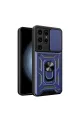 Samsung Galaxy S24 Ultra Kılıf Pars Lens Yüzüklü Silikon - Lacivert