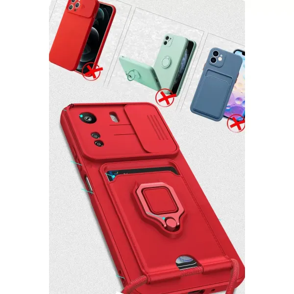 Xiaomi Redmi 13c Kılıf Zuma Kartvizitli Yüzüklü Silikon - Siyah