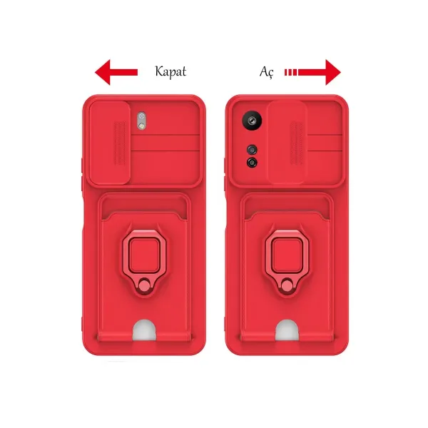 Xiaomi Redmi 13c Kılıf Zuma Kartvizitli Yüzüklü Silikon - Siyah