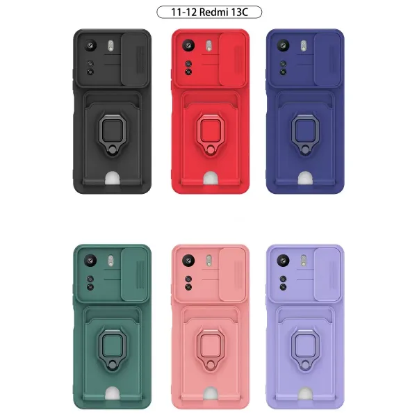 Xiaomi Redmi 13c Kılıf Zuma Kartvizitli Yüzüklü Silikon - Lila