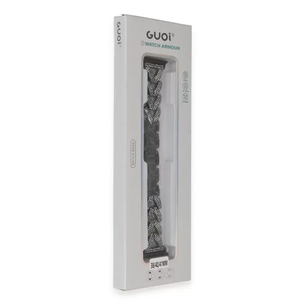 Apple Watch 38mm Node Taşlı Kordon (saat Değildir) - Siyah