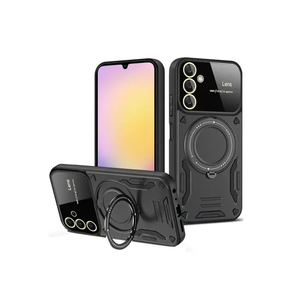 Samsung Galaxy S25 Kılıf Joy Lens Standlı Kapak - Siyah