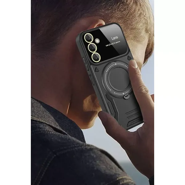 Samsung Galaxy S25 Plus Kılıf Joy Lens Standlı Kapak - Siyah