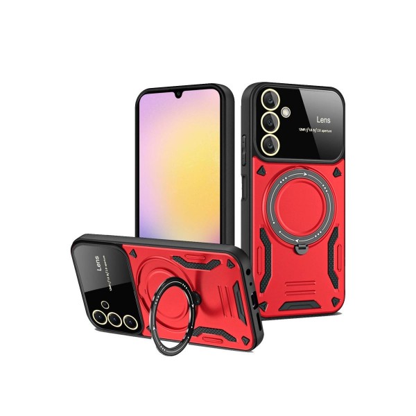 Samsung Galaxy S25 Plus Kılıf Joy Lens Standlı Kapak - Kırmızı