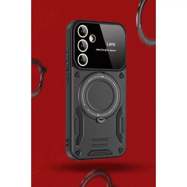 Samsung Galaxy S24 Fe Kılıf Joy Lens Standlı Kapak - Siyah