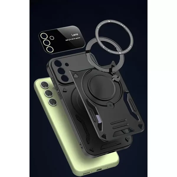 Samsung Galaxy S24 Fe Kılıf Joy Lens Standlı Kapak - Kırmızı