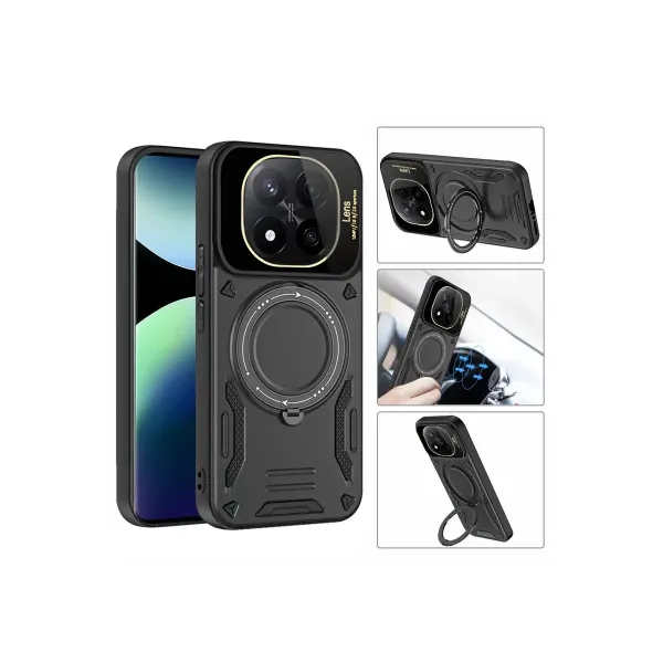 Xiaomi Redmi Note 14 Pro Plus Kılıf Joy Lens Standlı Kapak - Koyu Yeşil