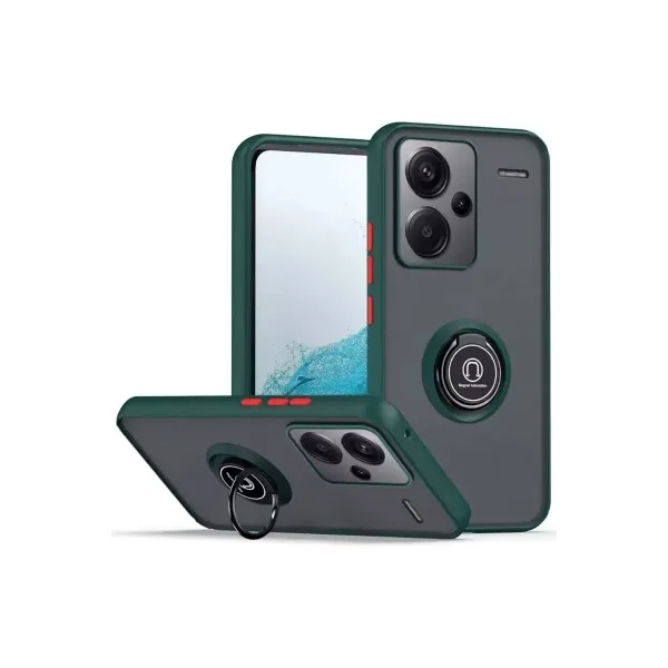 Xiaomi Redmi Note 13 Pro Plus Kılıf Montreal Yüzüklü Silikon Kapak - Yeşil