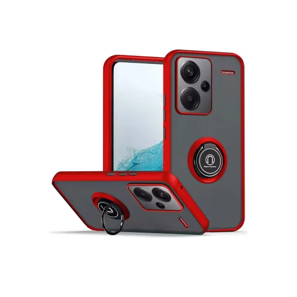 Xiaomi Redmi Note 13 Pro Plus Kılıf Montreal Yüzüklü Silikon Kapak - Kırmızı